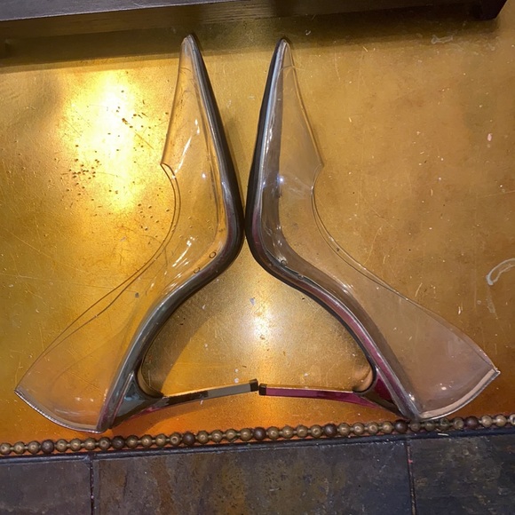 Clear Shell & metallic Gold Stilettos Heels Shoes - Picture 5 of 7